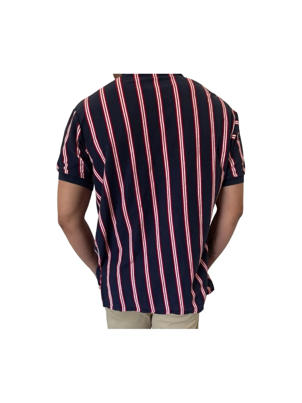 💥 Vintage Polo Ralph Lauren Vertical Stripe Polo Shirt | men’s XL | 90s - Picture 2 of 12